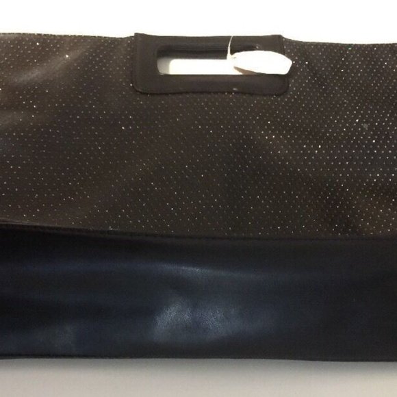 Victoria's Secret Tote Bag Clutch Black Silver Sparkle Dots - Picture 2 of 6